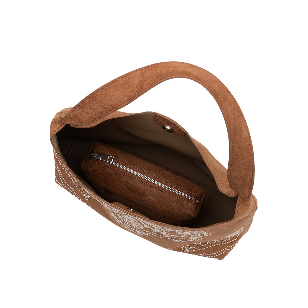 Tan Eunice Vegan Suede Tote Bag - Melie Bianco