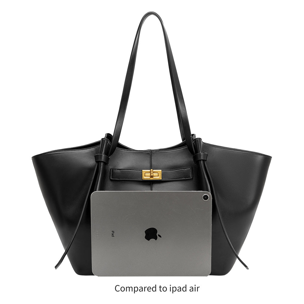 Black Imelda Recycled Vegan Leather Tote Bag - Melie Bianco