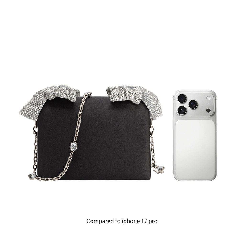 Yuri Sapphire Rhinestone Bows Crossbody Bag - Melie Bianco