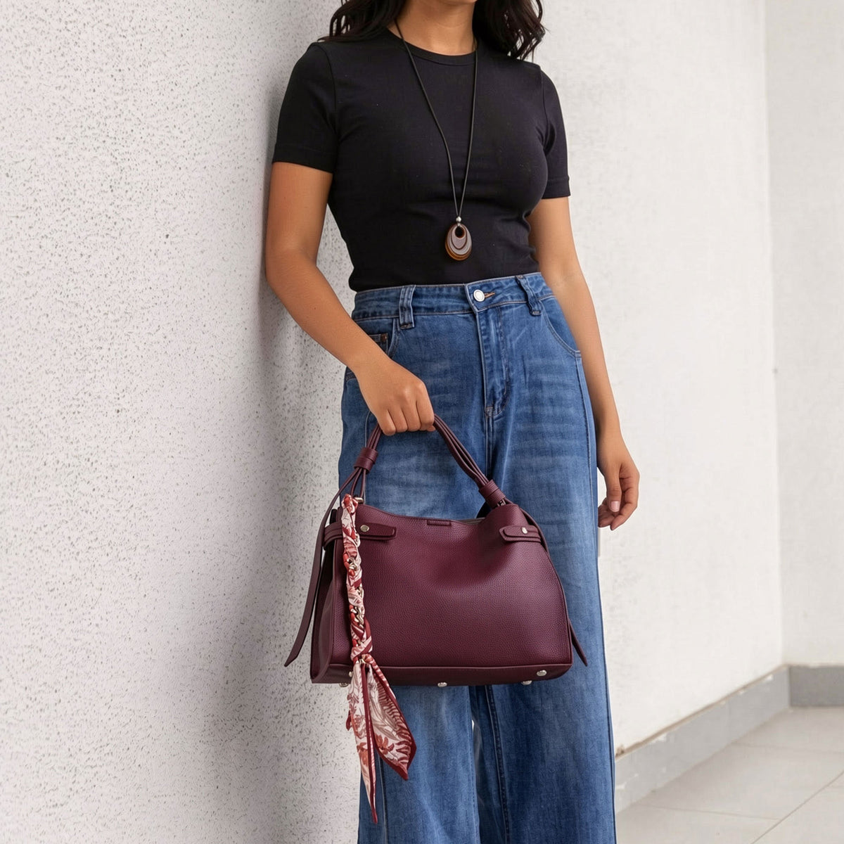 Rust Scarf Chain Bag Charm - Melie Bianco