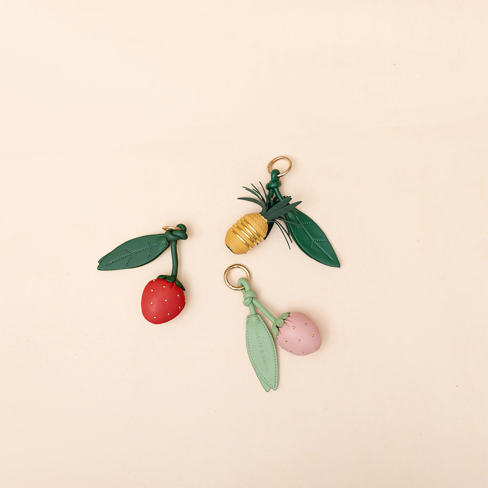 Yellow Pineapple Recycled Vegan Leather Handbag Charm - Melie Bianco