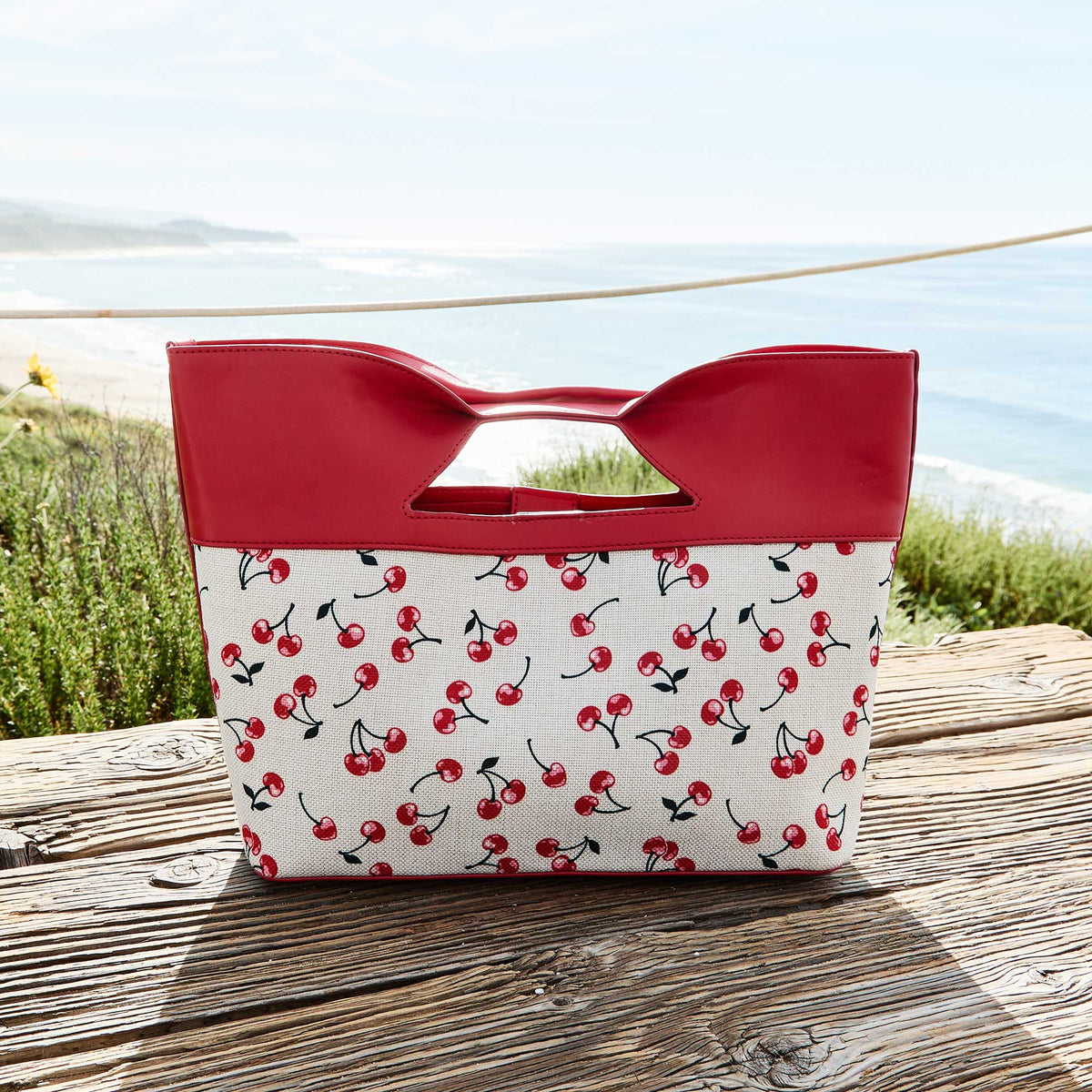 Red Cherry Jillian Recycled Vegan Leather Tote Bag - Melie Bianco
