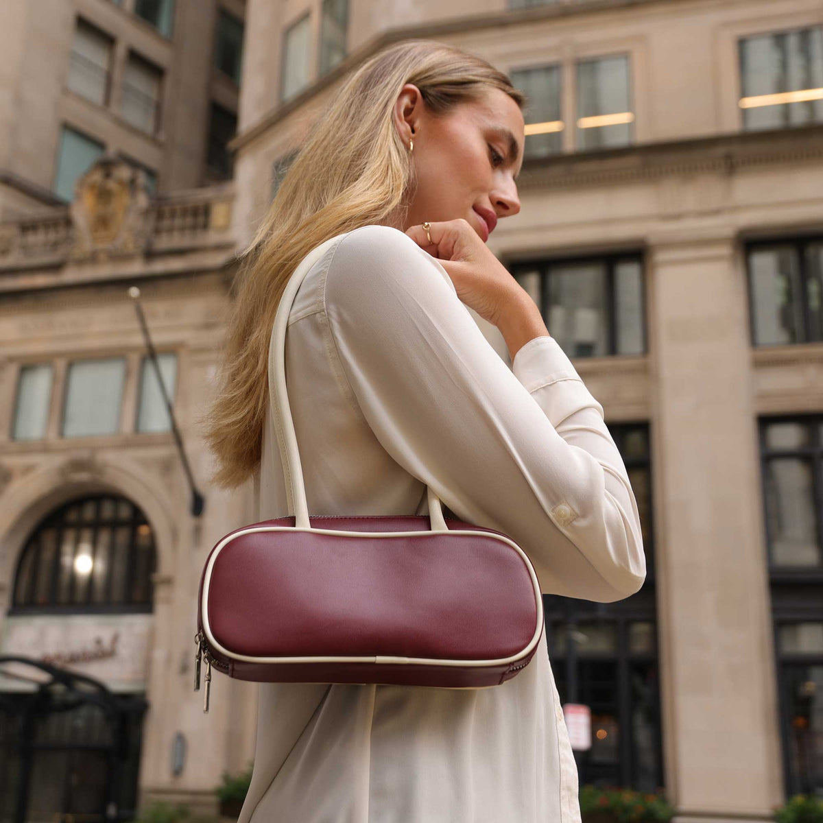 Black Micaela Recycled Vegan Leather Shoulder Bag - Melie Bianco