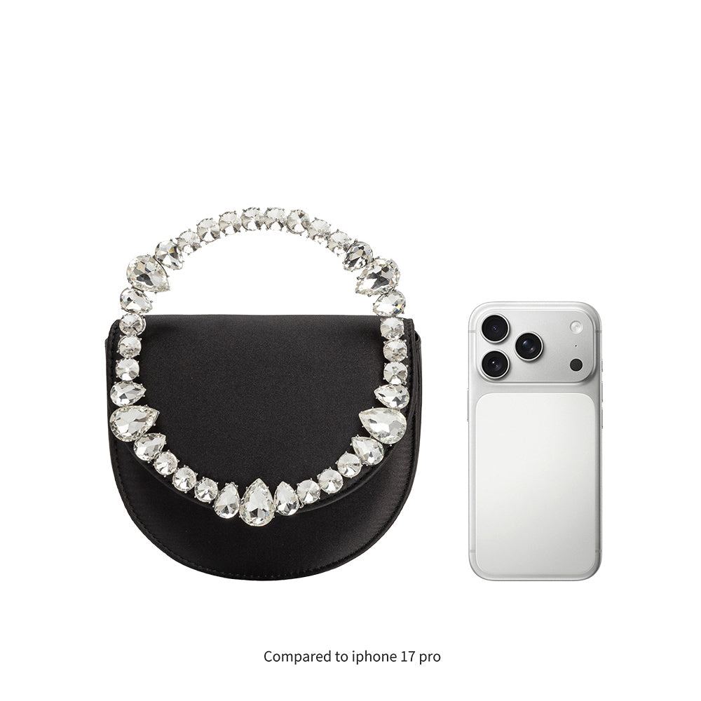 Black Trudie Satin Crossbody Bag - Melie Bianco