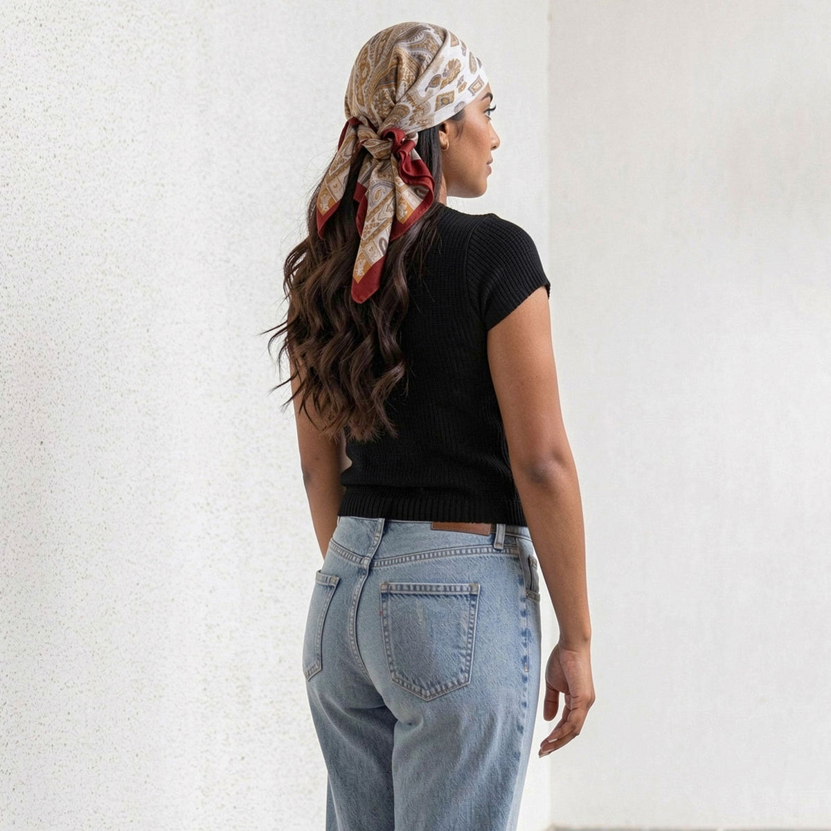 Burgundy Paisley Square Scarf - Melie Bianco