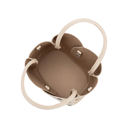 Cream Tulip Polka Dot Recycled Vegan Leather Crossbody Top Handle Bag - Melie Bianco