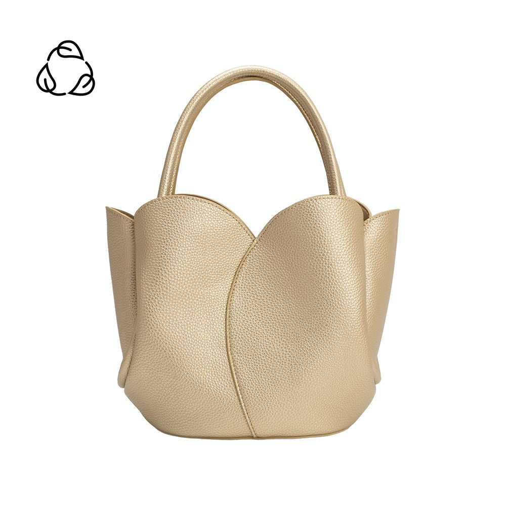 Gold Tulip Recycled Vegan Leather Crossbody Top Handle Bag - Melie Bianco