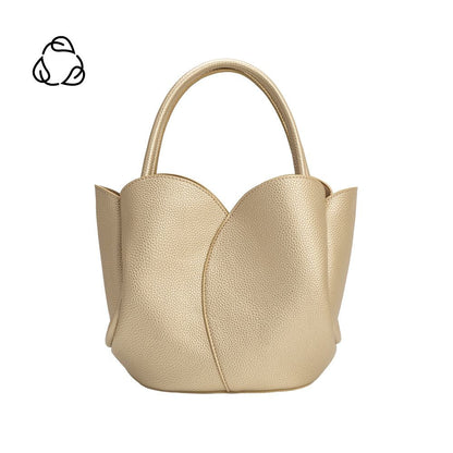 Gold Tulip Recycled Vegan Leather Crossbody Top Handle Bag - Melie Bianco