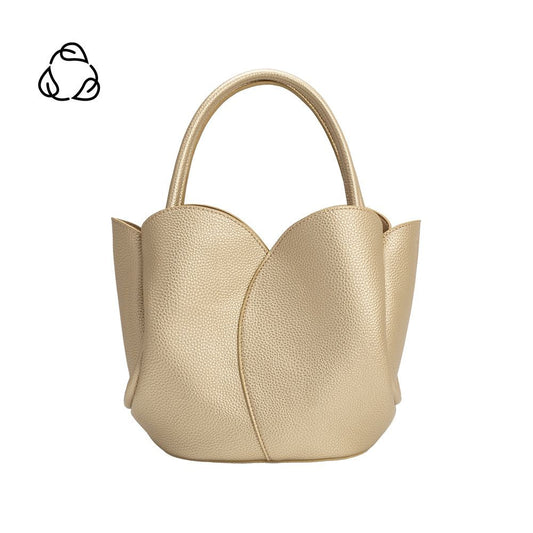 Gold Tulip Recycled Vegan Leather Crossbody Top Handle Bag - Melie Bianco