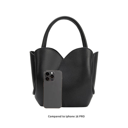 Gold Tulip Recycled Vegan Leather Crossbody Top Handle Bag - Melie Bianco