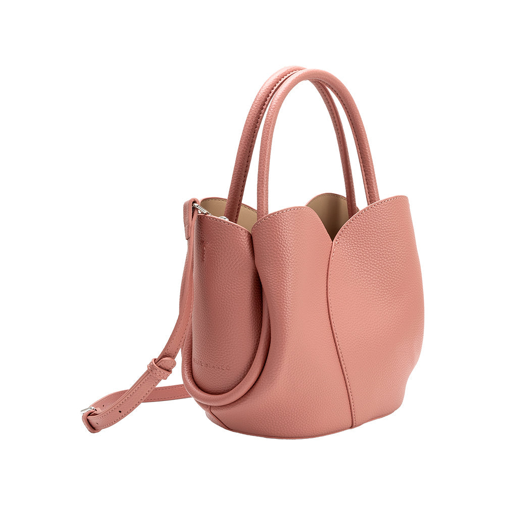 Rose Tulip Recycled Vegan Leather Crossbody Top Handle Bag - Melie Bianco