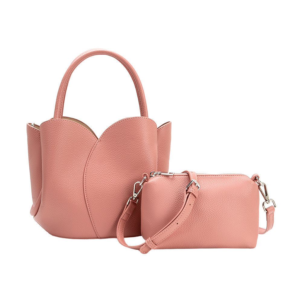 Rose Tulip Recycled Vegan Leather Crossbody Top Handle Bag - Melie Bianco
