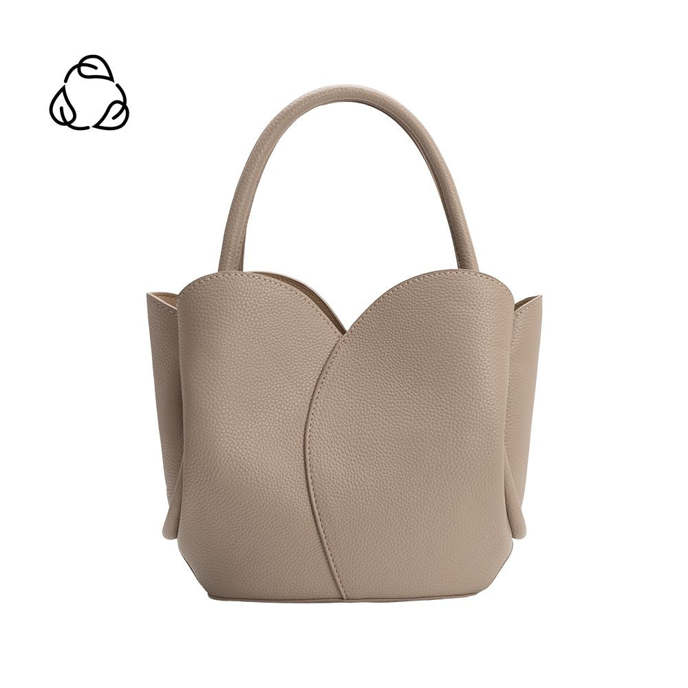Mushroom Tulip Recycled Vegan Leather Crossbody Top Handle Bag - Melie Bianco