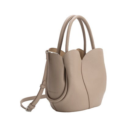 Mushroom Tulip Recycled Vegan Leather Crossbody Top Handle Bag - Melie Bianco