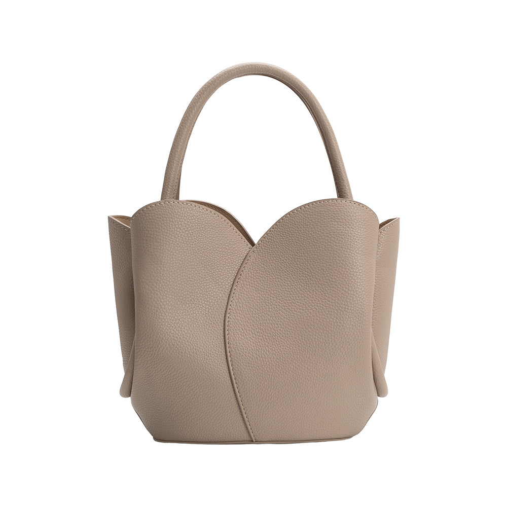 Mushroom Tulip Recycled Vegan Leather Crossbody Top Handle Bag - Melie Bianco