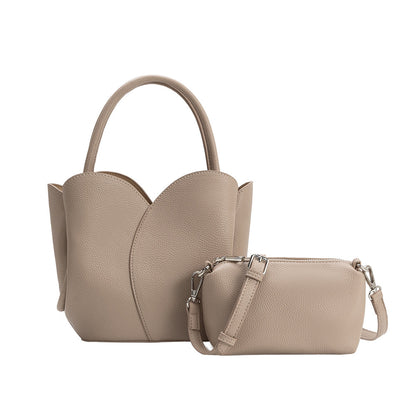 Mushroom Tulip Recycled Vegan Leather Crossbody Top Handle Bag - Melie Bianco