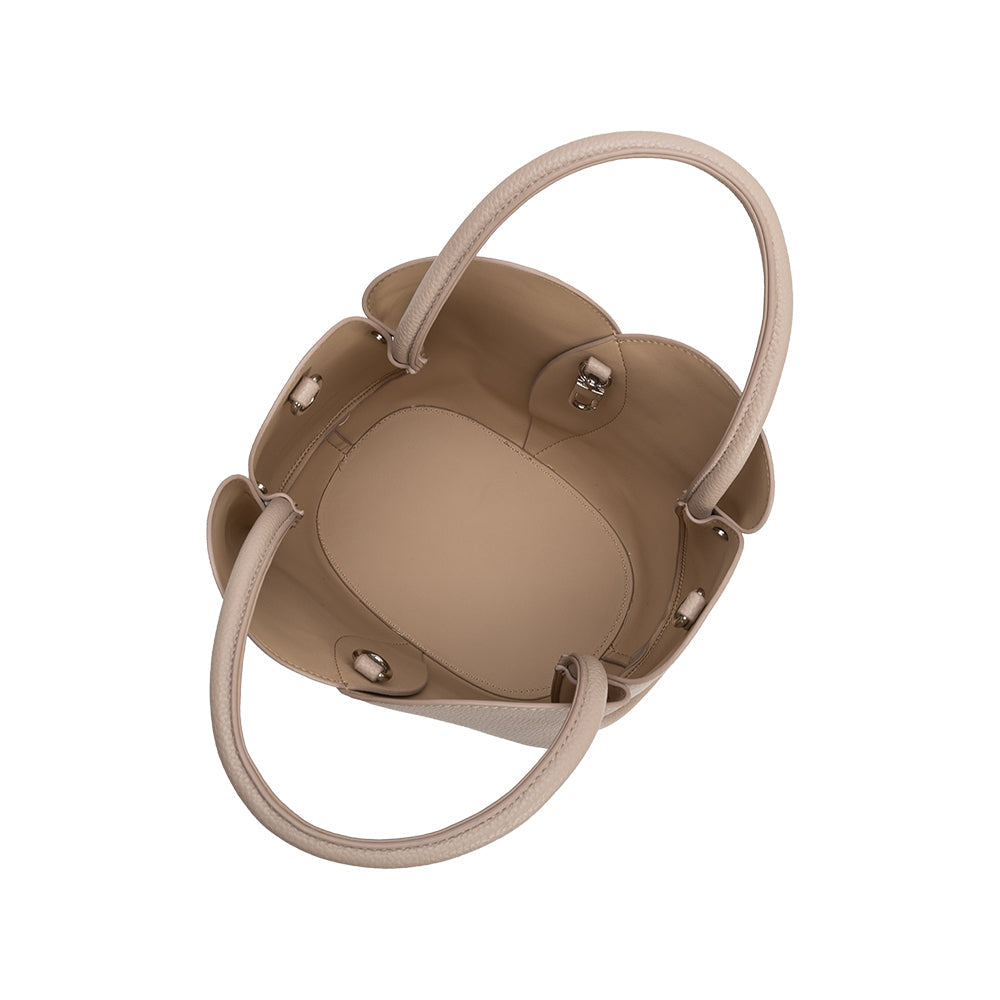Mushroom Tulip Recycled Vegan Leather Crossbody Top Handle Bag - Melie Bianco