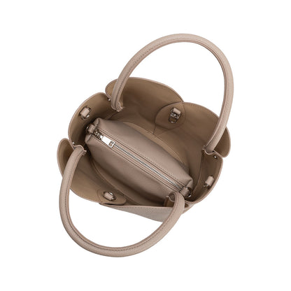 Mushroom Tulip Recycled Vegan Leather Crossbody Top Handle Bag - Melie Bianco