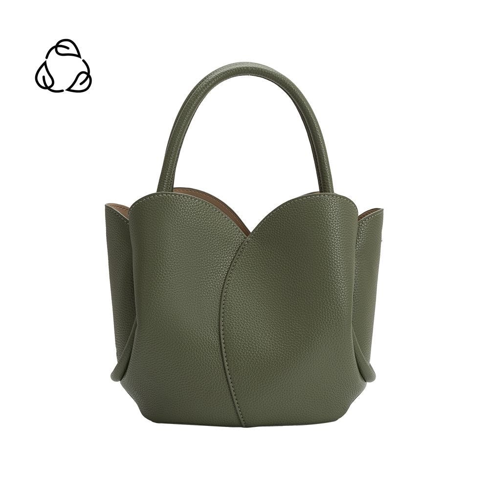 Moss Tulip Recycled Vegan Leather Crossbody Top Handle Bag - Melie Bianco