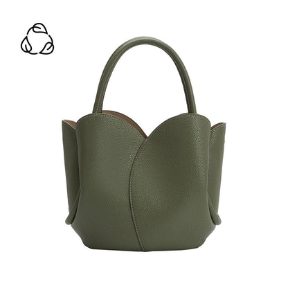 Moss Tulip Recycled Vegan Leather Crossbody Top Handle Bag - Melie Bianco
