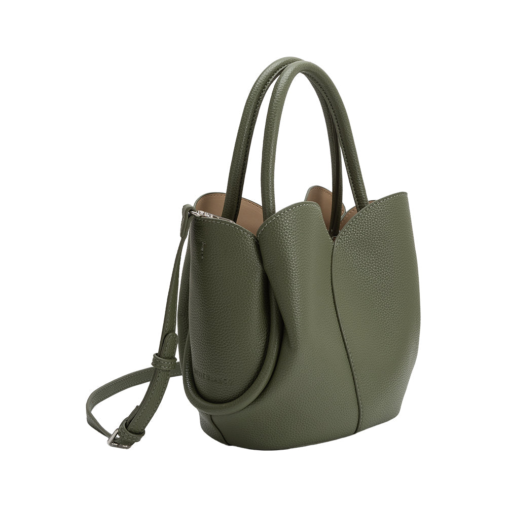 Moss Tulip Recycled Vegan Leather Crossbody Top Handle Bag - Melie Bianco