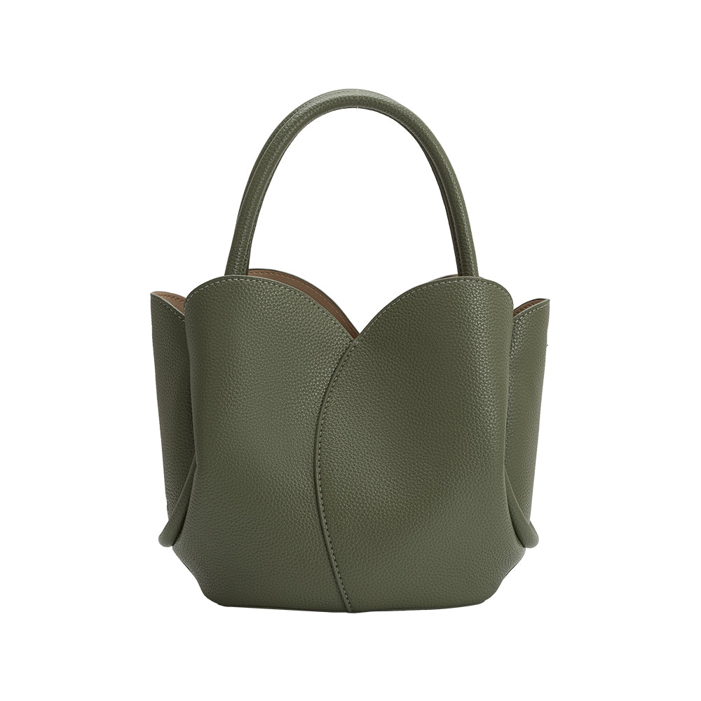 Moss Tulip Recycled Vegan Leather Crossbody Top Handle Bag - Melie Bianco
