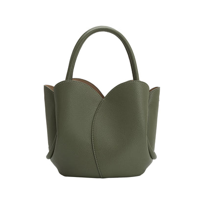 Moss Tulip Recycled Vegan Leather Crossbody Top Handle Bag - Melie Bianco
