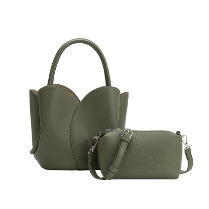 Moss Tulip Recycled Vegan Leather Crossbody Top Handle Bag - Melie Bianco