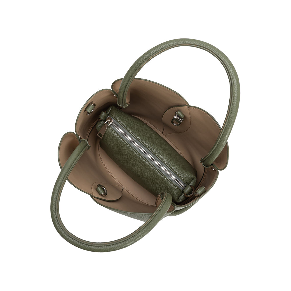 Moss Tulip Recycled Vegan Leather Crossbody Top Handle Bag - Melie Bianco