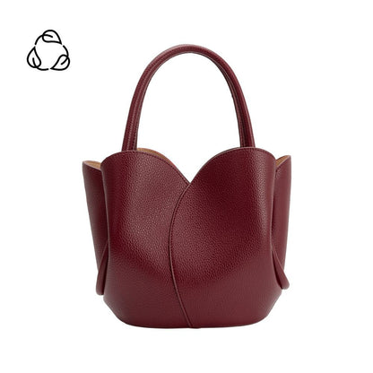 Burgundy Tulip Recycled Vegan Leather Crossbody Top Handle Bag - Melie Bianco