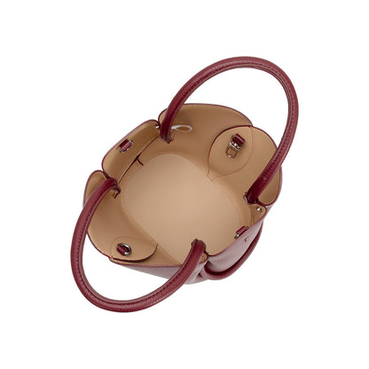 Burgundy Tulip Recycled Vegan Leather Crossbody Top Handle Bag - Melie Bianco