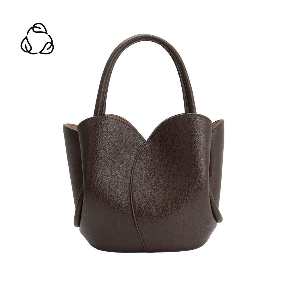 Chocolate Tulip Recycled Vegan Leather Crossbody Top Handle Bag - Melie Bianco