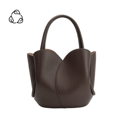 Chocolate Tulip Recycled Vegan Leather Crossbody Top Handle Bag - Melie Bianco