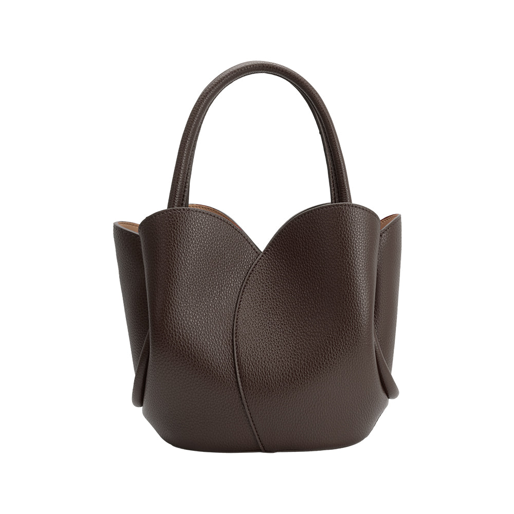 Chocolate Tulip Recycled Vegan Leather Crossbody Top Handle Bag - Melie Bianco