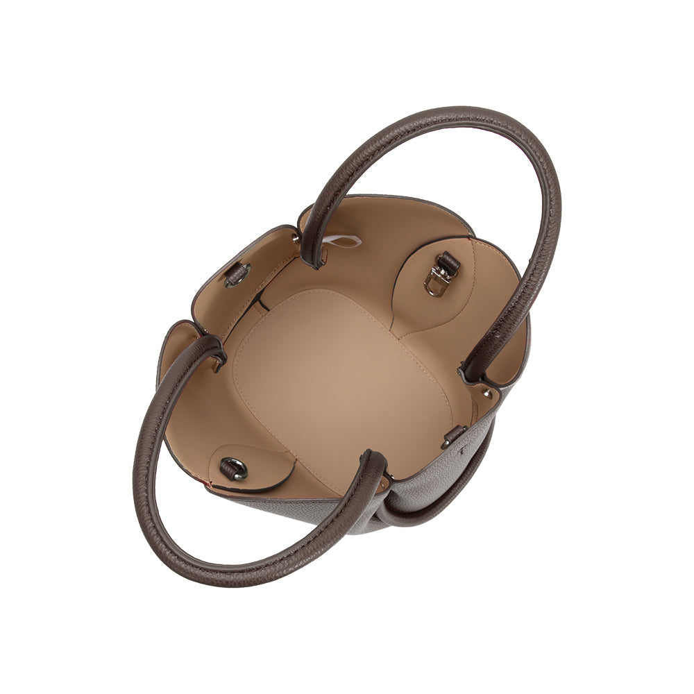 Chocolate Tulip Recycled Vegan Leather Crossbody Top Handle Bag - Melie Bianco