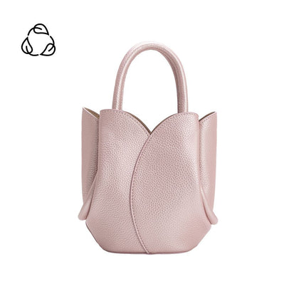 Metallic Pink Tulip Mini Recycled Vegan Leather Top Handle Bag - Melie Bianco