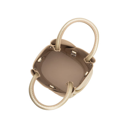 Metallic Gold Tulip Mini Recycled Vegan Leather Top Handle Bag - Melie Bianco