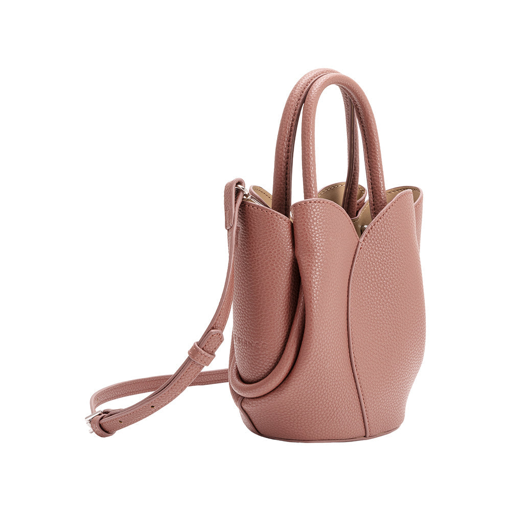 Rose Tulip Mini Recycled Vegan Leather Top Handle Bag - Melie Bianco