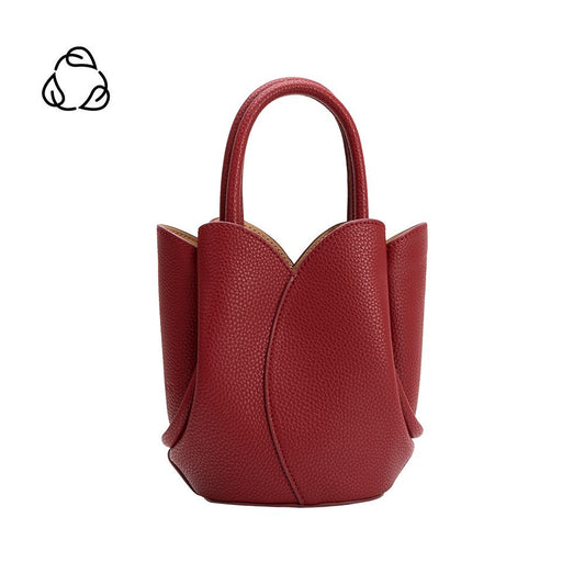 Red Tulip Mini Recycled Vegan Leather Top Handle Bag - Melie Bianco