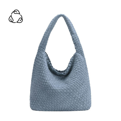 Chambray Johanna Large Recycled Vegan Suede Shoulder Bag - Melie Bianco