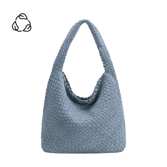 Chambray Johanna Large Recycled Vegan Suede Shoulder Bag - Melie Bianco