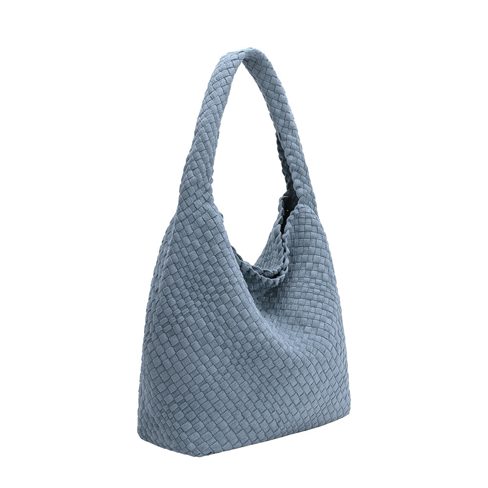 Chambray Johanna Large Recycled Vegan Suede Shoulder Bag - Melie Bianco