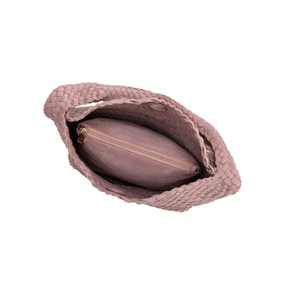 Mauve Johanna Large Recycled Vegan Suede Shoulder Bag - Melie Bianco