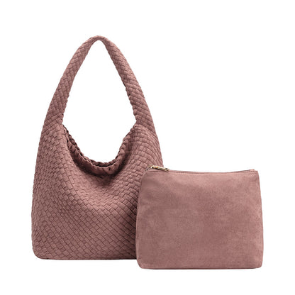 Mauve Johanna Large Recycled Vegan Suede Shoulder Bag - Melie Bianco