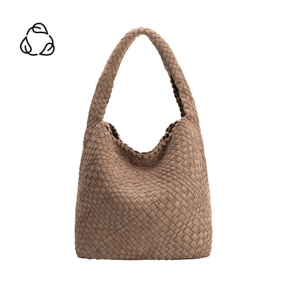 Clay Johanna Large Recycled Vegan Suede Shoulder Bag - Melie Bianco