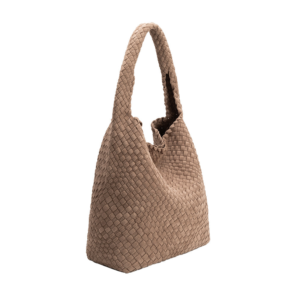 Clay Johanna Large Recycled Vegan Suede Shoulder Bag - Melie Bianco