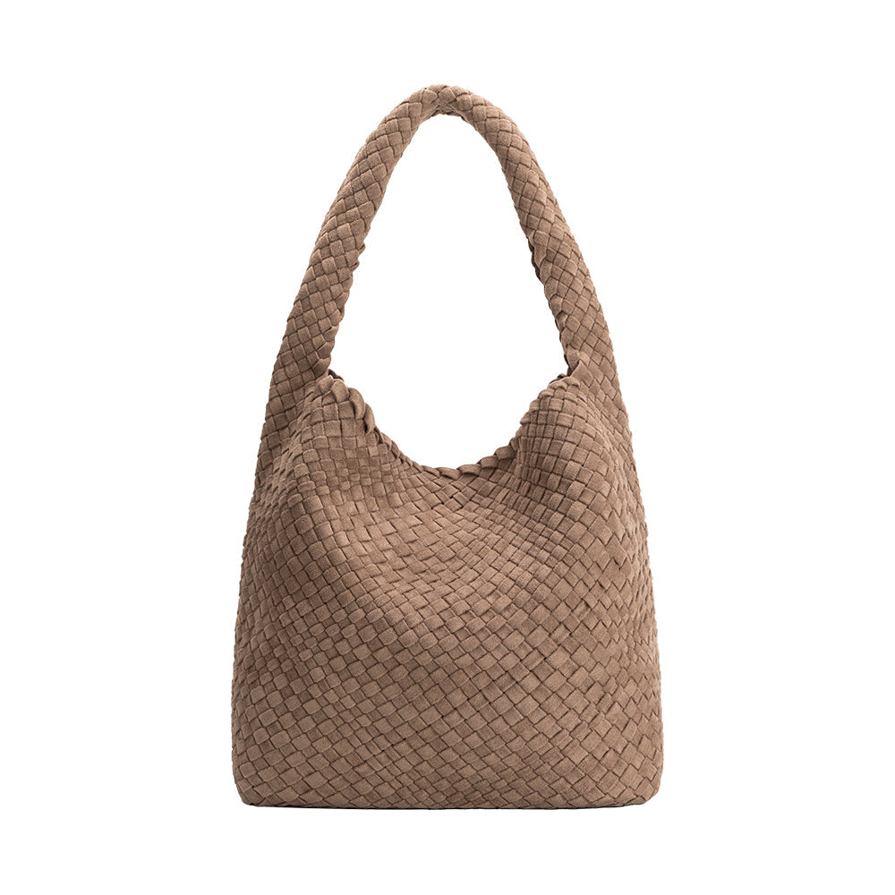 Clay Johanna Large Recycled Vegan Suede Shoulder Bag - Melie Bianco