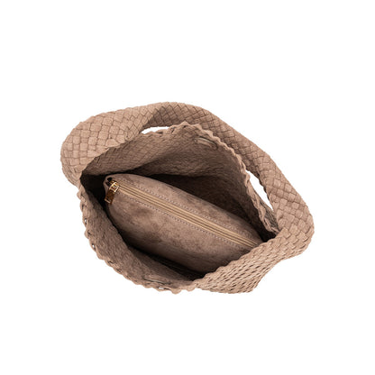 Clay Johanna Large Recycled Vegan Suede Shoulder Bag - Melie Bianco