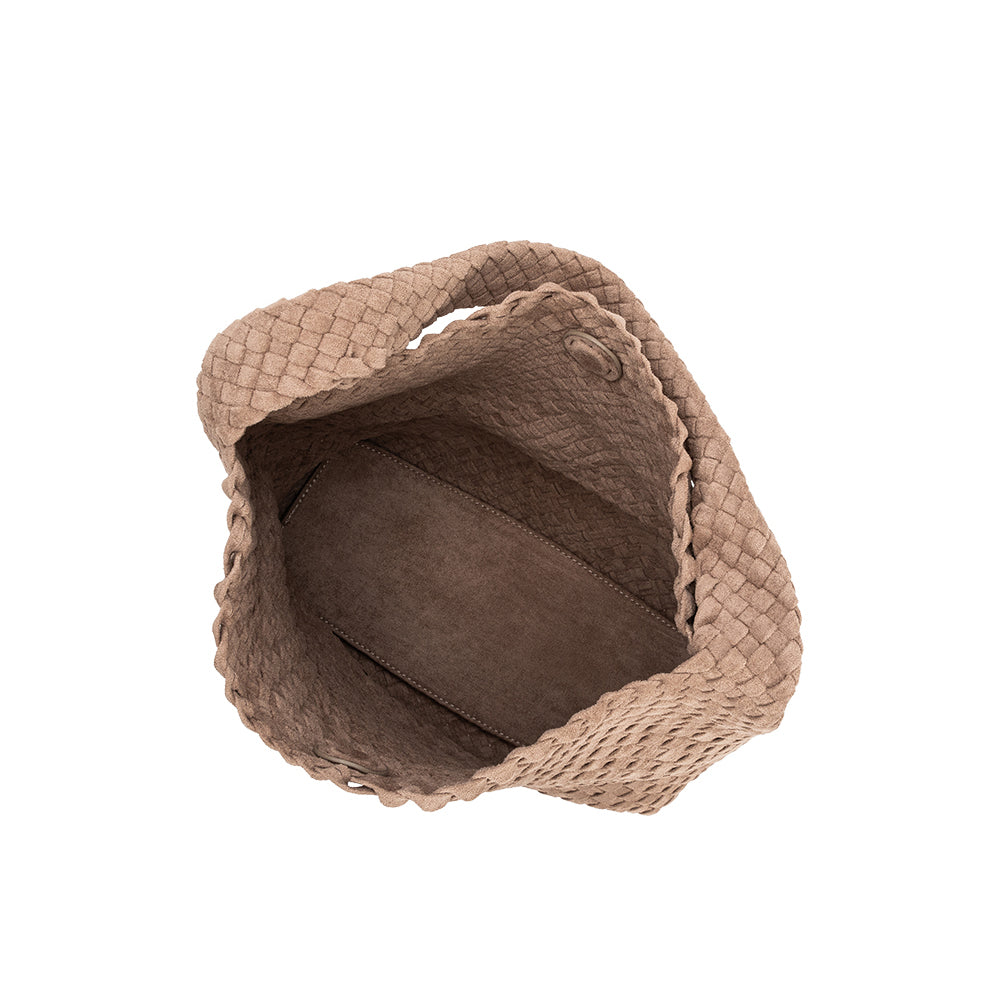Clay Johanna Large Recycled Vegan Suede Shoulder Bag - Melie Bianco