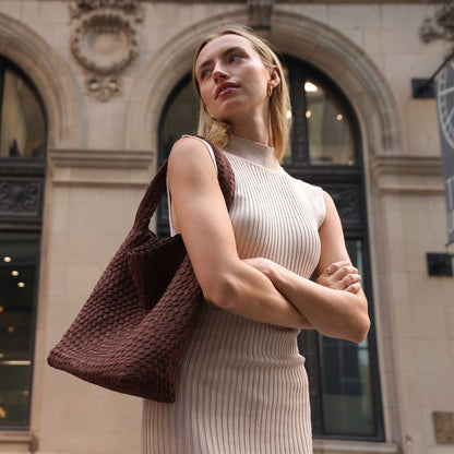 Clay Johanna Large Recycled Vegan Suede Shoulder Bag - Melie Bianco